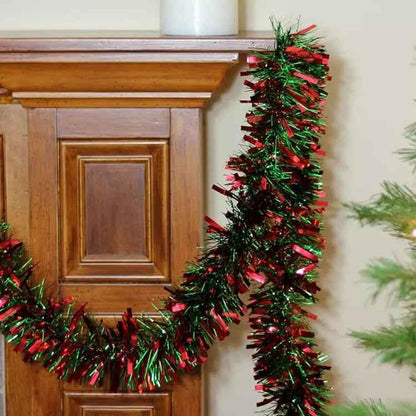 20pcs /Pack 2m x 9cm Christmas Red & Green Wide Cut Tinsel Garland For Holiday Decor - Shello's Creative Boutique