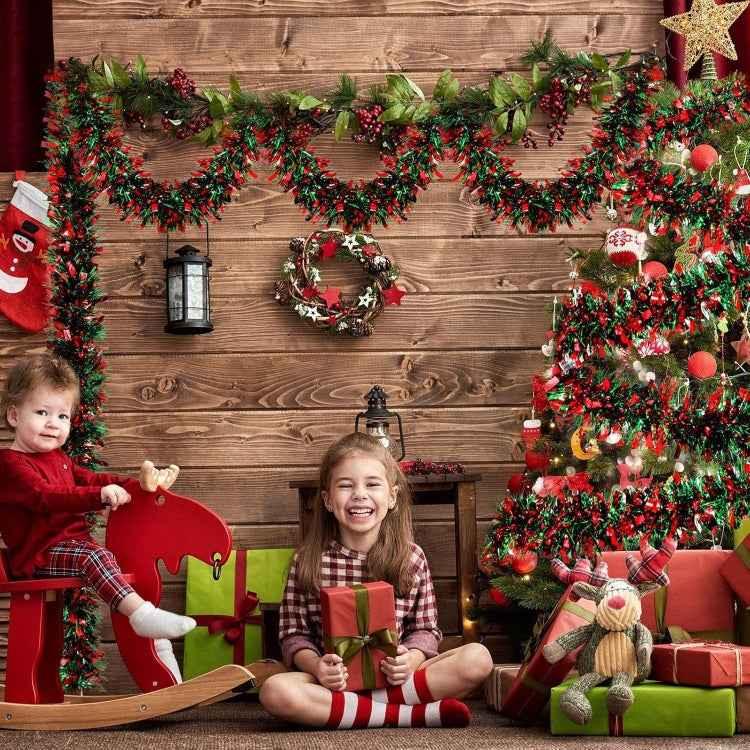 20pcs /Pack 2m x 9cm Christmas Red & Green Wide Cut Tinsel Garland For Holiday Decor - Shello's Creative Boutique