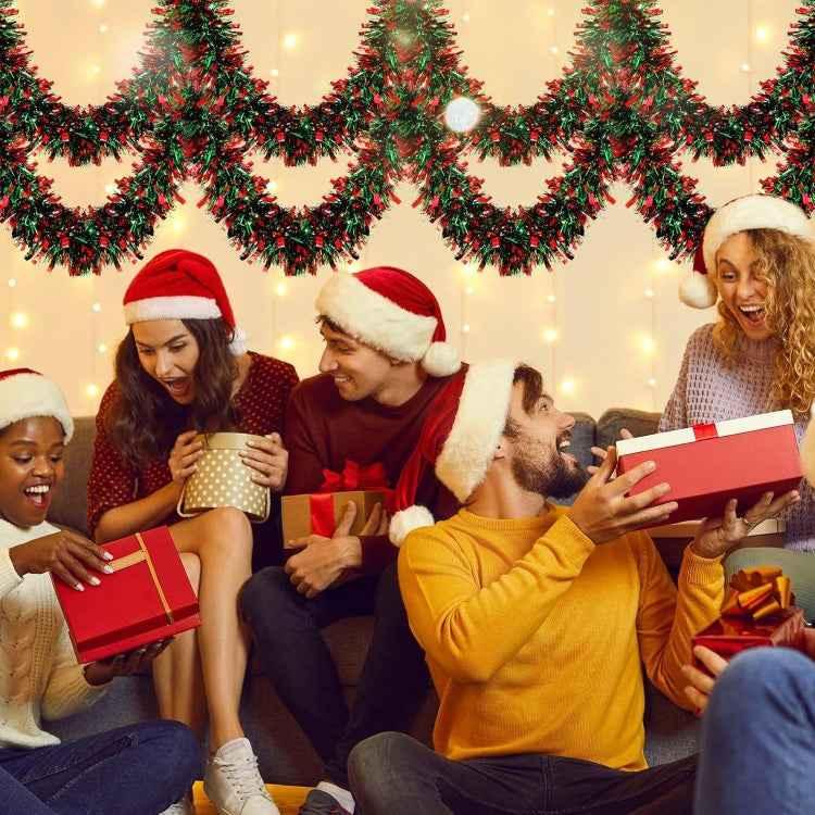 20pcs /Pack 2m x 9cm Christmas Red & Green Wide Cut Tinsel Garland For Holiday Decor - Shello's Creative Boutique