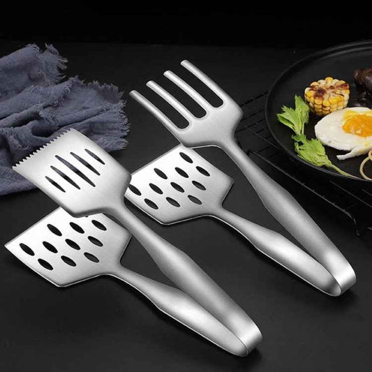 3-In-1 Multifunctional Home Kitchen Stainless Steel Steak Grill Spatula Clip