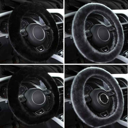 38cm Car Steering Wheel Winter Warm Short Plush Cover