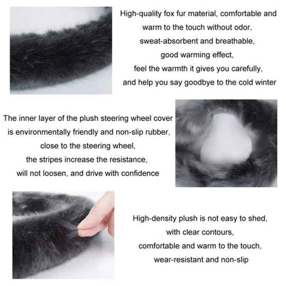 38cm Car Steering Wheel Winter Warm Short Plush Cover