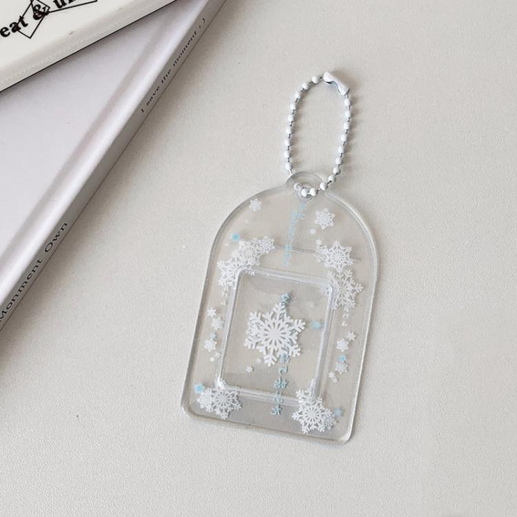 Hisocute Snowflake PVC Card Holder 1 inch 2 inch 3 inch Star Small Card Pendant Photo Case, Transparent Small, White Large