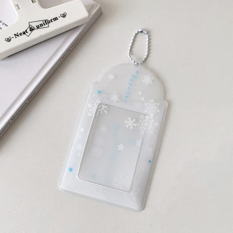 Hisocute Snowflake PVC Card Holder 1 inch 2 inch 3 inch Star Small Card Pendant Photo Case, Transparent Small, White Large - Shello's Creative Boutique