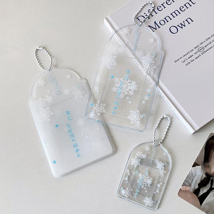 Hisocute Snowflake PVC Card Holder 1 inch 2 inch 3 inch Star Small Card Pendant Photo Case, Transparent Small, White Large