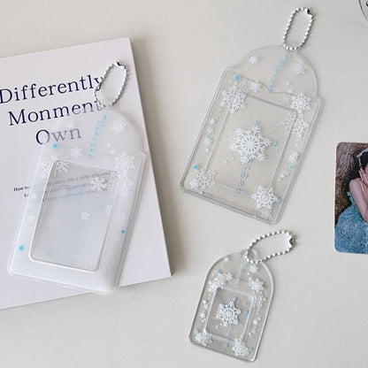 Hisocute Snowflake PVC Card Holder 1 inch 2 inch 3 inch Star Small Card Pendant Photo Case, Transparent Small, White Large