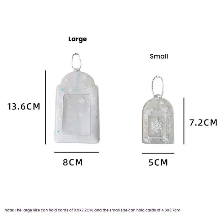 Hisocute Snowflake PVC Card Holder 1 inch 2 inch 3 inch Star Small Card Pendant Photo Case, Transparent Small, White Large