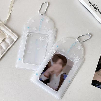 Hisocute Snowflake PVC Card Holder 1 inch 2 inch 3 inch Star Small Card Pendant Photo Case, Transparent Small, White Large