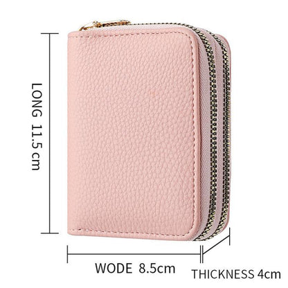 Multi-Function Organ Card Bag Double Zipper Women Wallet Large Capacity PU Card Holder - Shello's Creative Boutique