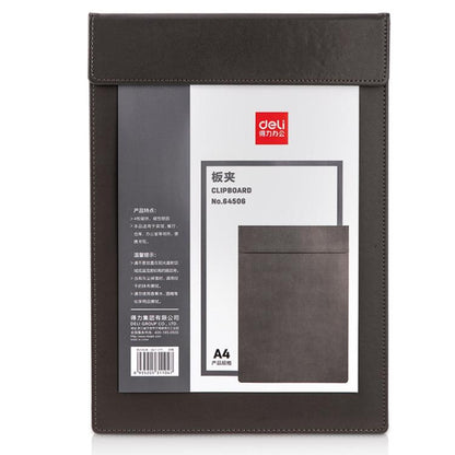 Deli 64506 A4 PU Leather Magnetic Clipboard - Premium Writing Board for Office & Meetings