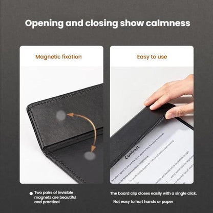 Deli 64506 A4 PU Leather Magnetic Clipboard - Premium Writing Board for Office & Meetings