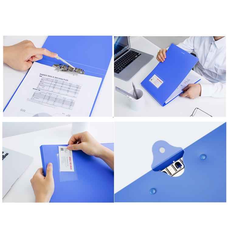 Deli 5333 A4 Hangable Clipboard File Folder With Clip Space-Saving Document Holder