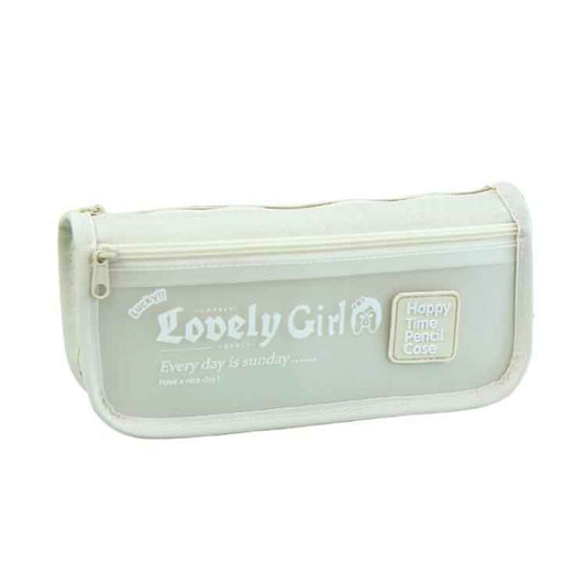 Cute Large Capacity Pencil Case with Transparent Front Pocket School Supplies Organizer