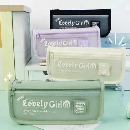 Cute Large Capacity Pencil Case with Transparent Front Pocket School Supplies Organizer - Shello's Creative Boutique