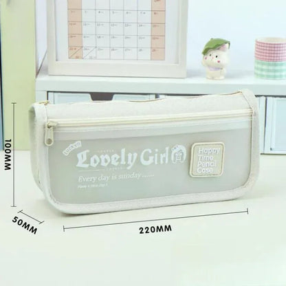 Cute Large Capacity Pencil Case with Transparent Front Pocket School Supplies Organizer - Shello's Creative Boutique