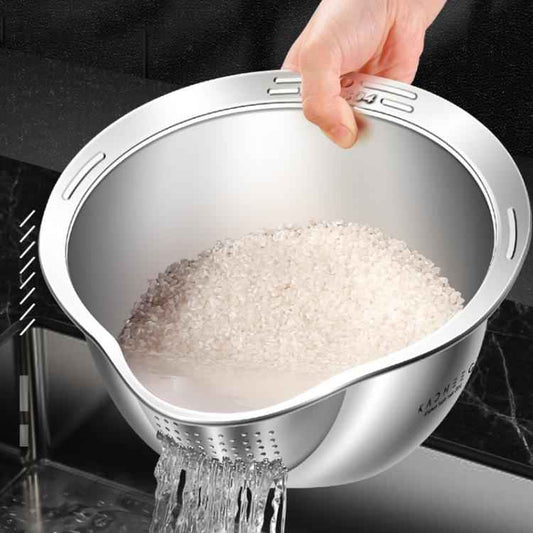 Kacheeg 304 Stainless Steel Multi-Purpose Colander, Vegetable & Rice Strainer, Washing Basket