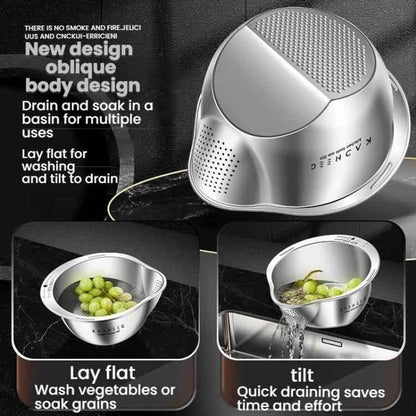 Kacheeg 304 Stainless Steel Multi-Purpose Colander, Vegetable & Rice Strainer, Washing Basket - Shello's Creative Boutique