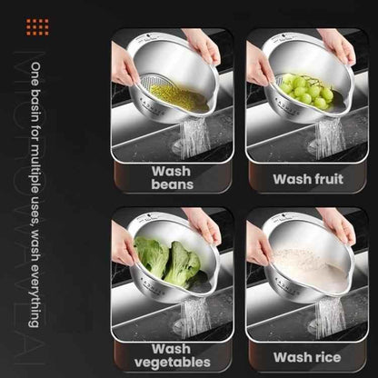 Kacheeg 304 Stainless Steel Multi-Purpose Colander, Vegetable & Rice Strainer, Washing Basket - Shello's Creative Boutique