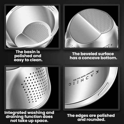 Kacheeg 304 Stainless Steel Multi-Purpose Colander, Vegetable & Rice Strainer, Washing Basket - Shello's Creative Boutique