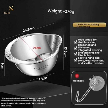 Kacheeg 304 Stainless Steel Multi-Purpose Colander, Vegetable & Rice Strainer, Washing Basket - Shello's Creative Boutique