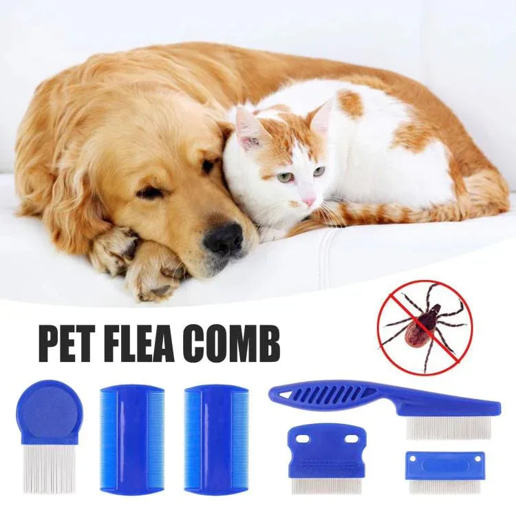 6pcs /Set Pet Flea Comb Stainless Steel Pin Dense Tooth Cat Dog Comb - Shello's Creative Boutique