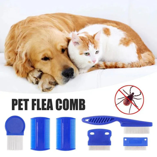 6pcs /Set Pet Flea Comb Stainless Steel Pin Dense Tooth Cat Dog Comb - Shello's Creative Boutique