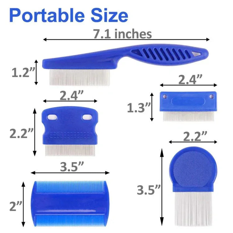 6pcs /Set Pet Flea Comb Stainless Steel Pin Dense Tooth Cat Dog Comb - Shello's Creative Boutique