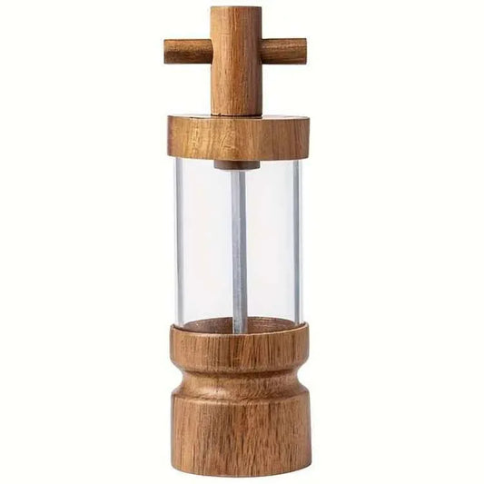 7 inch Manual Black Pepper Wood Grinder Transparent Acrylic Pepper Seasoning Bottle - Shello's Creative Boutique