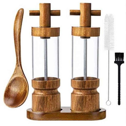 7 inch Manual Black Pepper Wood Grinder Transparent Acrylic Pepper Seasoning Bottle - Shello's Creative Boutique