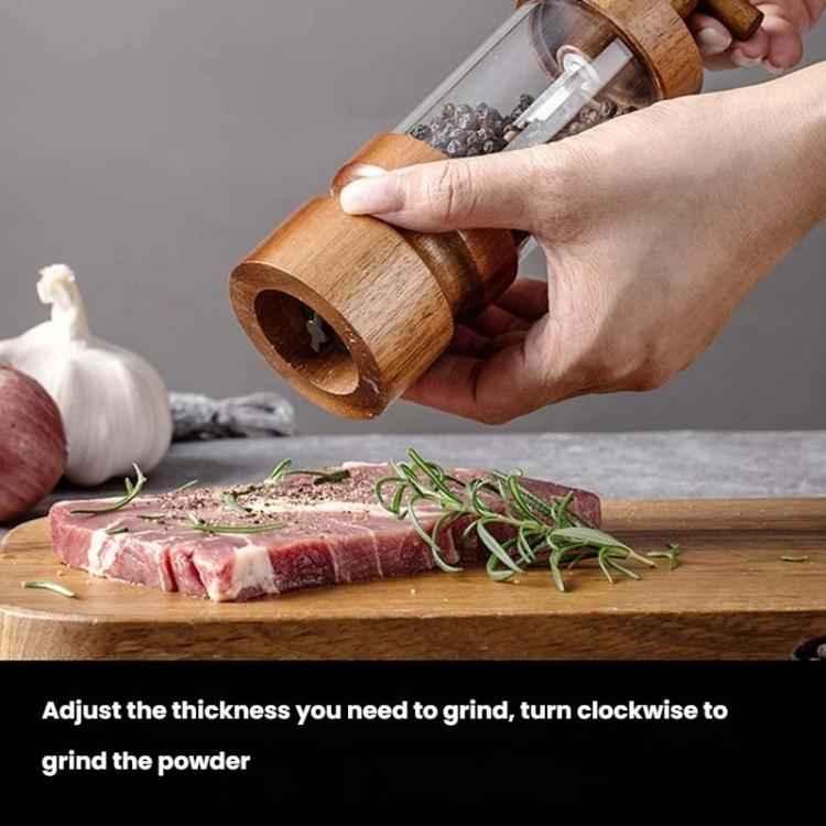 7 inch Manual Black Pepper Wood Grinder Transparent Acrylic Pepper Seasoning Bottle - Shello's Creative Boutique
