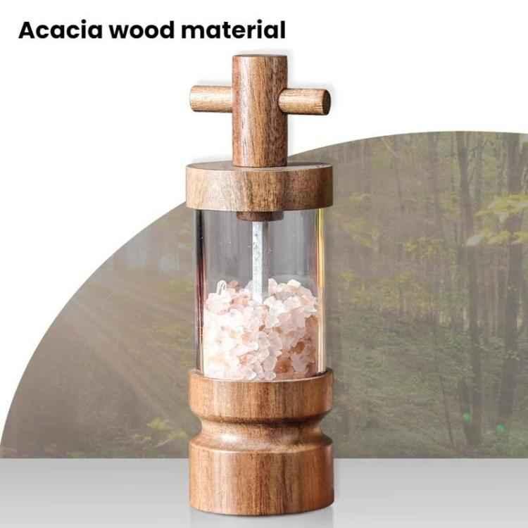 7 inch Manual Black Pepper Wood Grinder Transparent Acrylic Pepper Seasoning Bottle - Shello's Creative Boutique