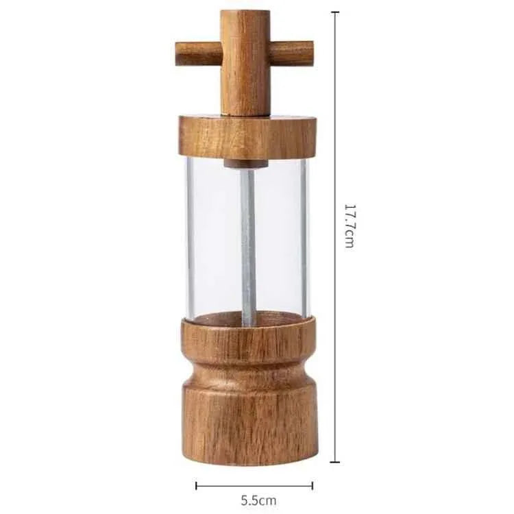 7 inch Manual Black Pepper Wood Grinder Transparent Acrylic Pepper Seasoning Bottle - Shello's Creative Boutique