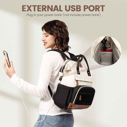 Women Business Laptop Backpack with USB Charging Port & Luggage Strap - Fits 15.6 Inch Laptop for Work, College, Office, and Commuting - Shello's Creative Boutique
