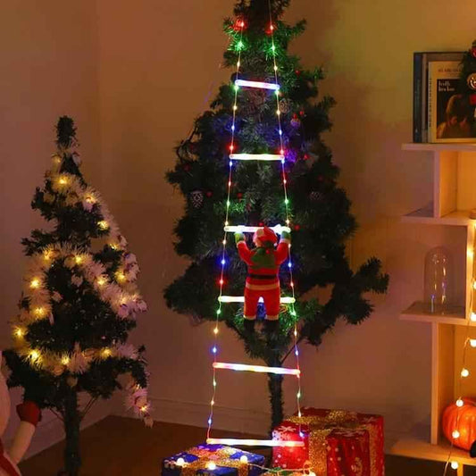 LED Santa Claus Climbing Ladder Lights Animated Christmas Tree Decoration - Shello's Creative Boutique