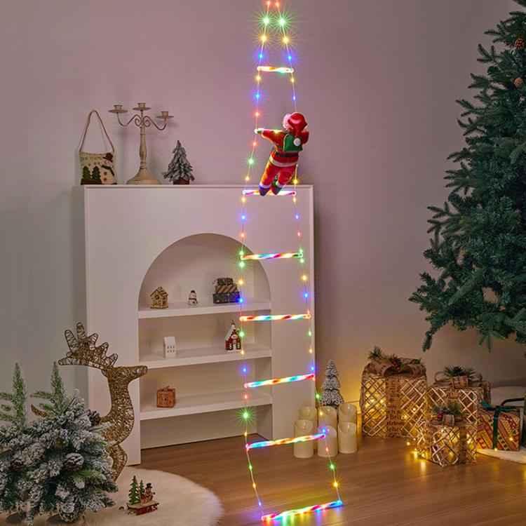 LED Santa Claus Climbing Ladder Lights Animated Christmas Tree Decoration - Shello's Creative Boutique