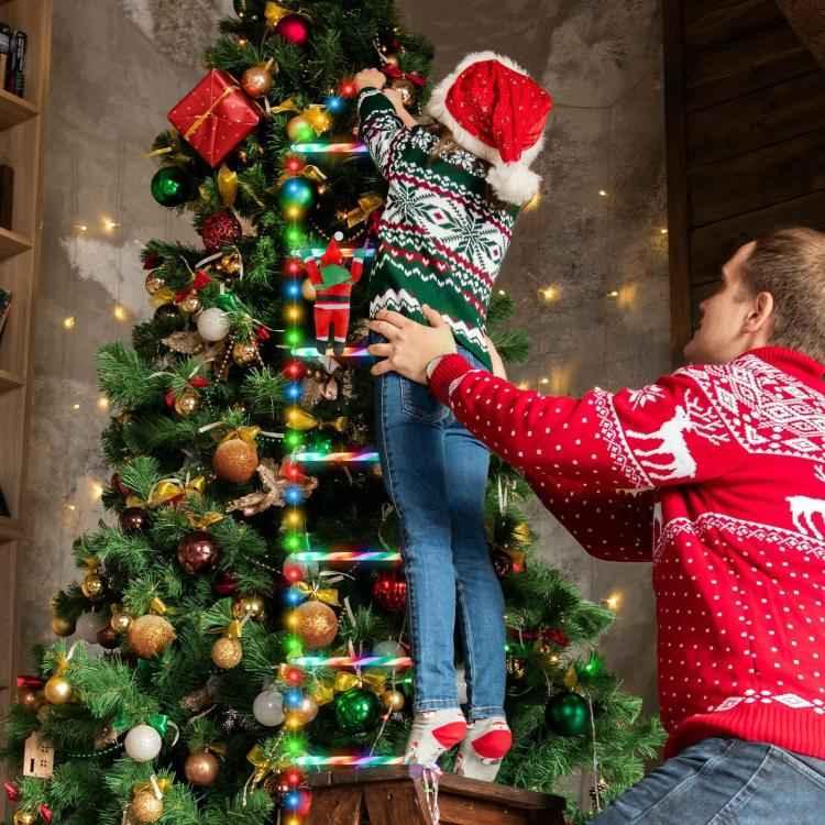 LED Santa Claus Climbing Ladder Lights Animated Christmas Tree Decoration - Shello's Creative Boutique