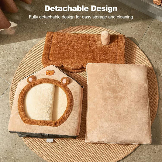 Enclosed Cat Bed - Washable Warm Cave Style Pet House All Seasons - Shello's Creative Boutique