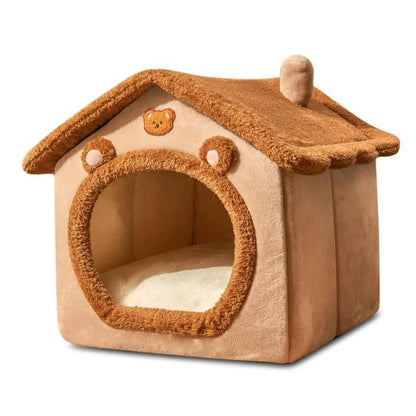 Enclosed Cat Bed - Washable Warm Cave Style Pet House All Seasons - Shello's Creative Boutique