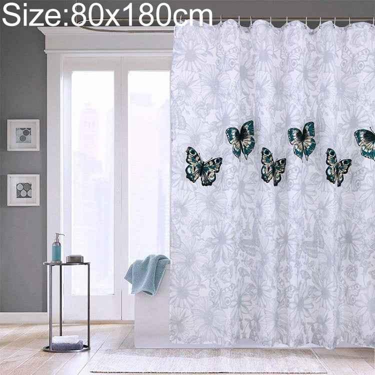 Butterfly Waterproof Polyester Shower Washable Bathroom Curtains - Shello's Creative Boutique