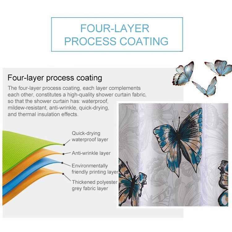 Butterfly Waterproof Polyester Shower Washable Bathroom Curtains - Shello's Creative Boutique
