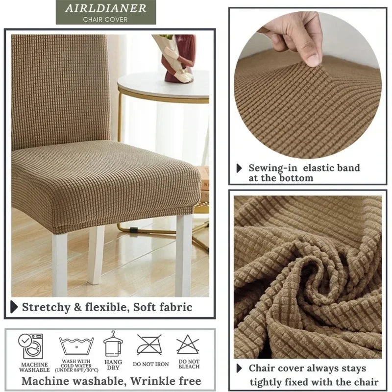 Thickened Jacquard Chair Covers Backrest Adjustable Seat Covers Stretch Spandex Dining Room Table Extenble Chairs Pad Case 2024 eprolo