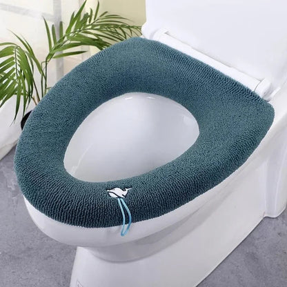 Thicker Bathroom Toilet Seat Cover Pads - Soft Warmer Toilet Seat Cushion Cover Stretchable Washable Cloth eprolo