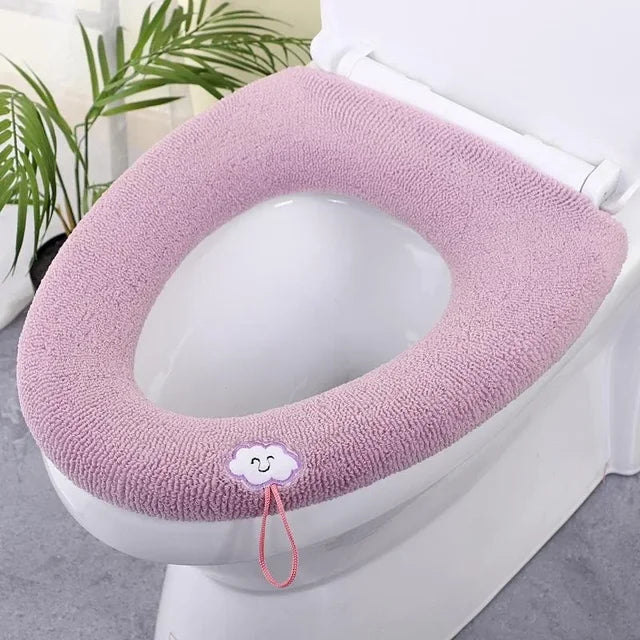 Thicker Bathroom Toilet Seat Cover Pads - Soft Warmer Toilet Seat Cushion Cover Stretchable Washable Cloth eprolo