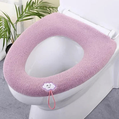 Thicker Bathroom Toilet Seat Cover Pads - Soft Warmer Toilet Seat Cushion Cover Stretchable Washable Cloth eprolo