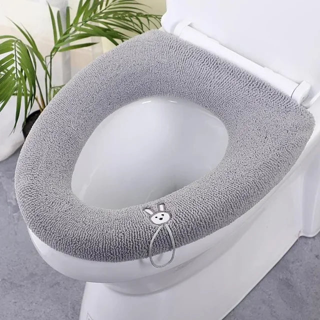 Thicker Bathroom Toilet Seat Cover Pads - Soft Warmer Toilet Seat Cushion Cover Stretchable Washable Cloth eprolo