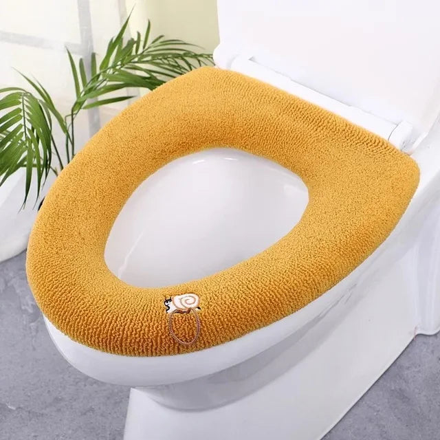 Thicker Bathroom Toilet Seat Cover Pads - Soft Warmer Toilet Seat Cushion Cover Stretchable Washable Cloth eprolo