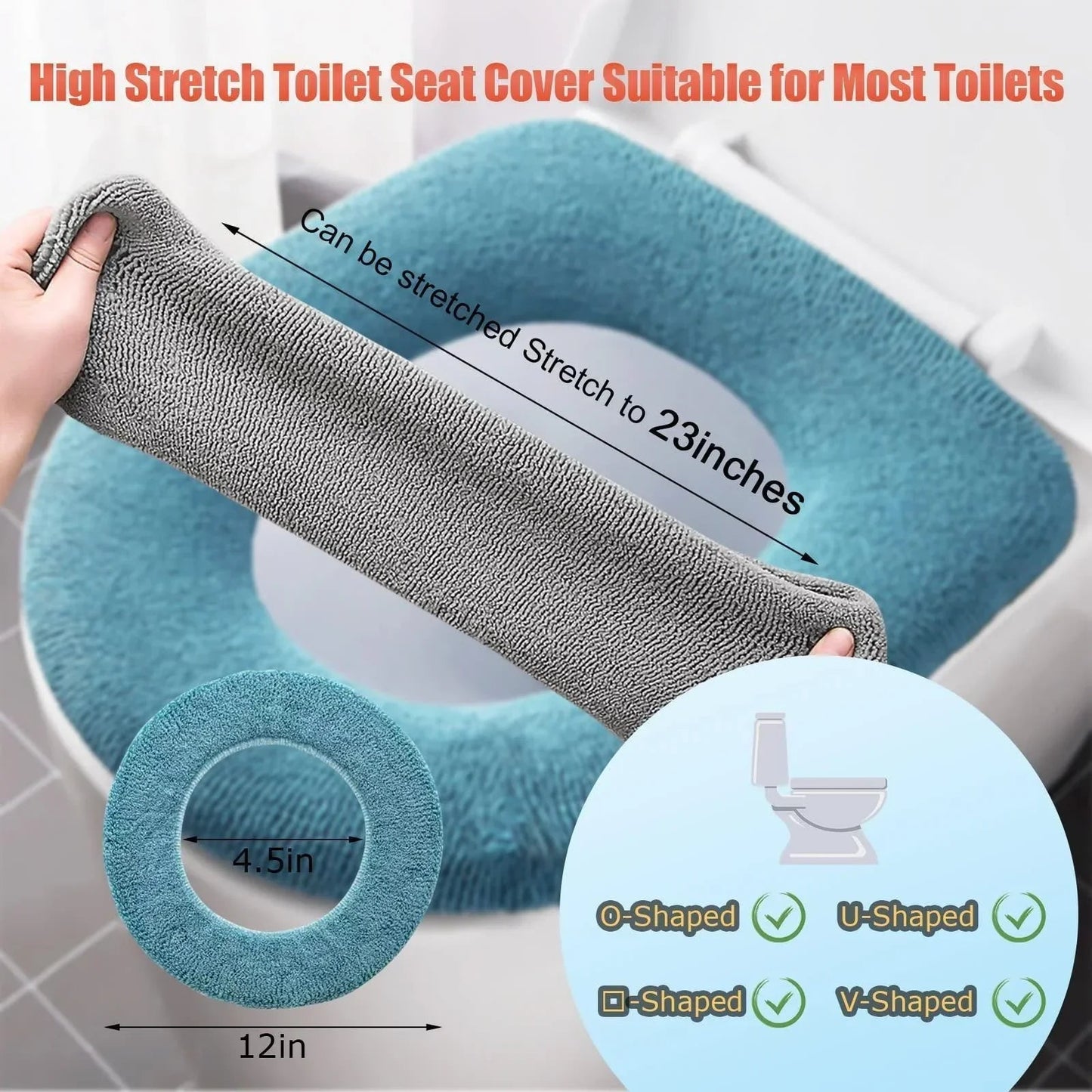 Thicker Bathroom Toilet Seat Cover Pads - Soft Warmer Toilet Seat Cushion Cover Stretchable Washable Cloth eprolo
