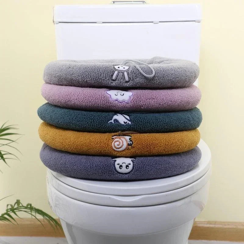 Thicker Bathroom Toilet Seat Cover Pads - Soft Warmer Toilet Seat Cushion Cover Stretchable Washable Cloth eprolo