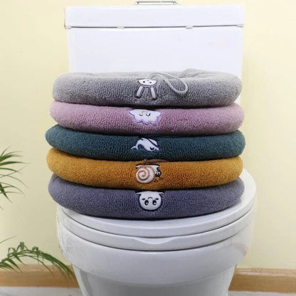 Thicker Bathroom Toilet Seat Cover Pads - Soft Warmer Toilet Seat Cushion Cover Stretchable Washable Cloth eprolo