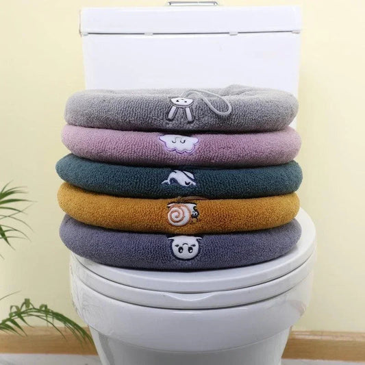 Thicker Bathroom Toilet Seat Cover Pads - Soft Warmer Toilet Seat Cushion Cover Stretchable Washable Cloth eprolo